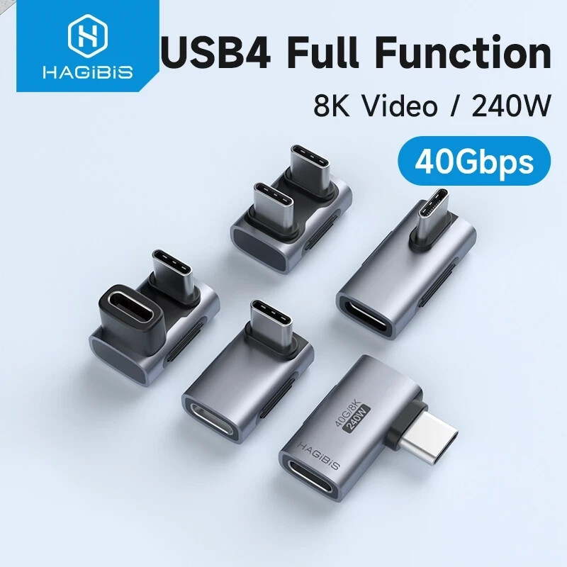 Hagibis USB C to C Adapter 40Gbps 8K 60Hz 90 Degree Converter USB4 Adapter