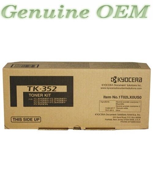 1T02J10US0/TK352,TK-352 Original OEM Kyocera Toner, Black Genuine Sealed