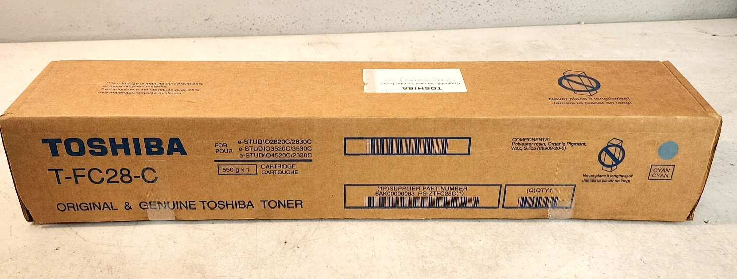 Toshiba T-FC28-C Cyan Toner Cartridge e-STUDIO2820C Genuine New Sealed Box