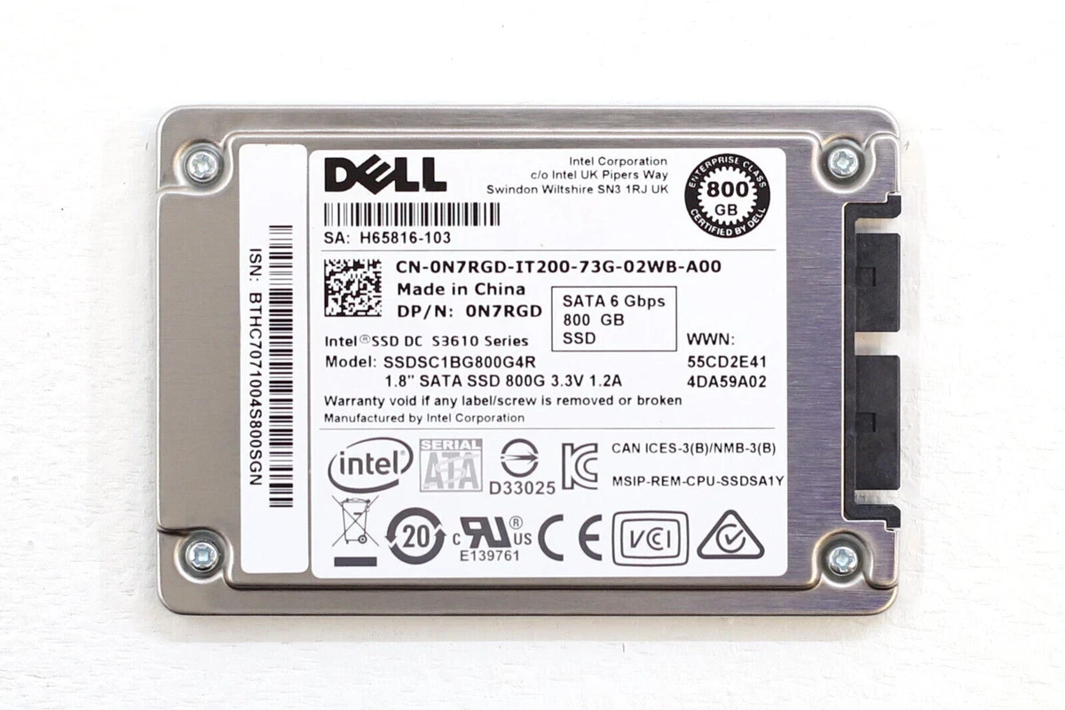 Dell N7RGD 800GB MLC SATA SSD 1.8" 6Gbps RI Solid State Drive | SSDSC1BG800G4R