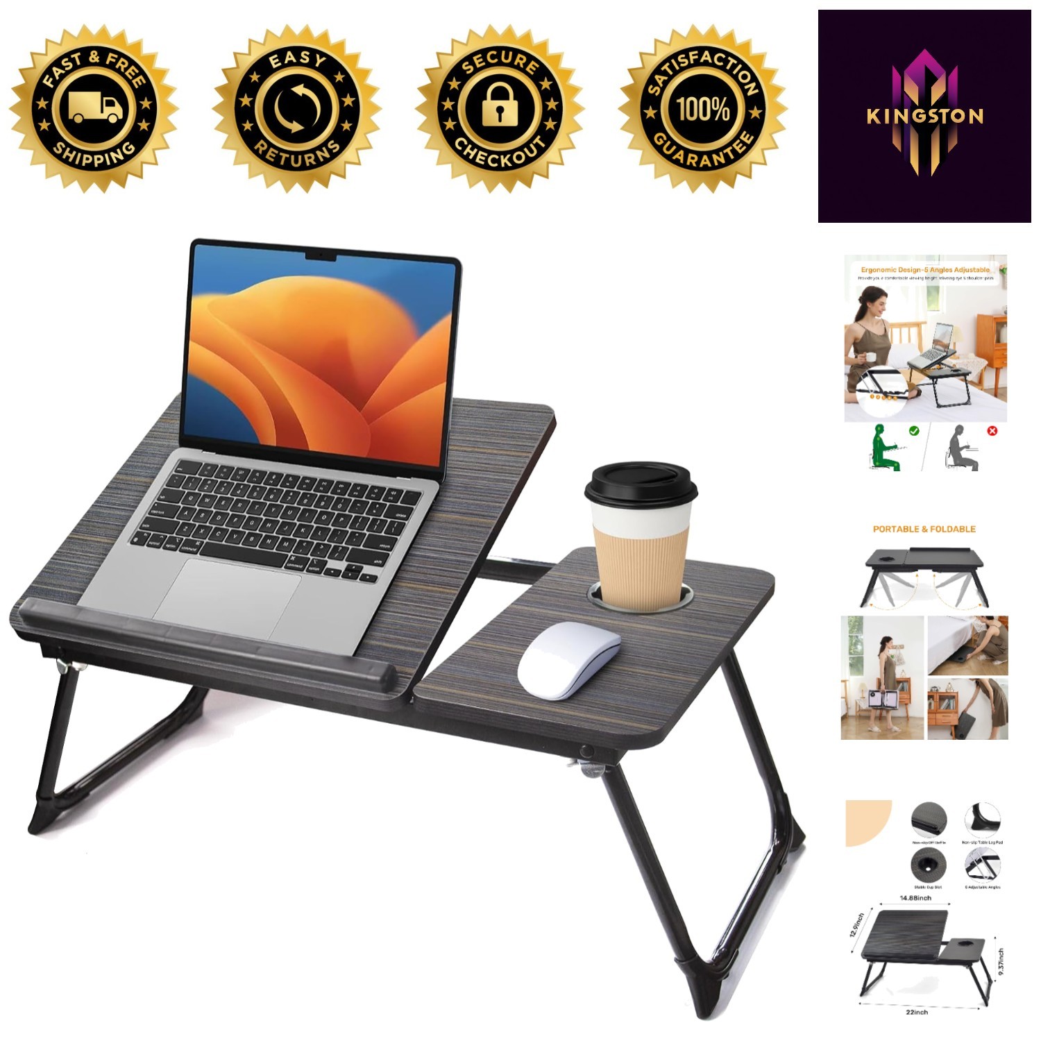Portable Adjustable Lap Desk with Sturdy Legs - Perfect for Writing and Snacking