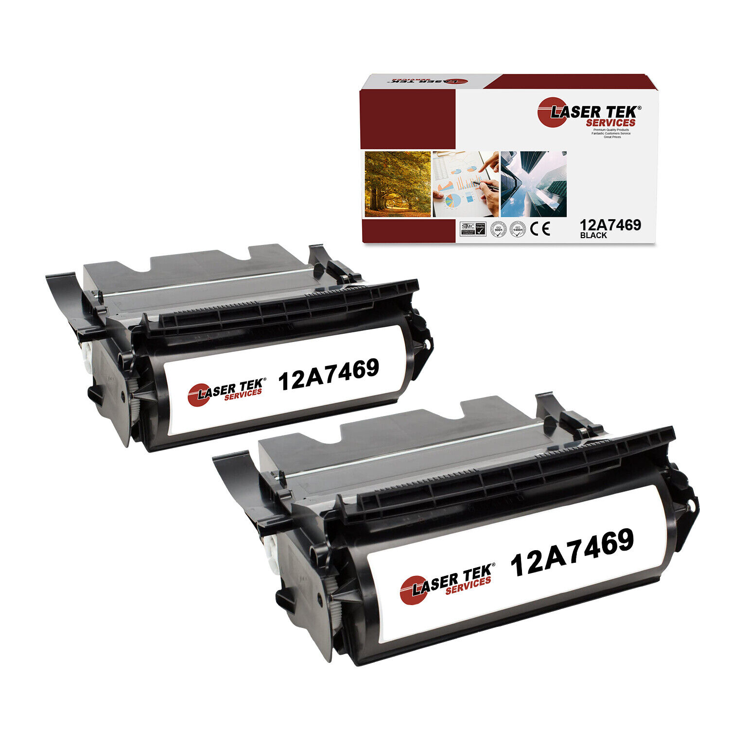 2Pk LTS T630EY 12A7469 Black Extra HY Compatible for Lexmark T632 634 T630 Toner