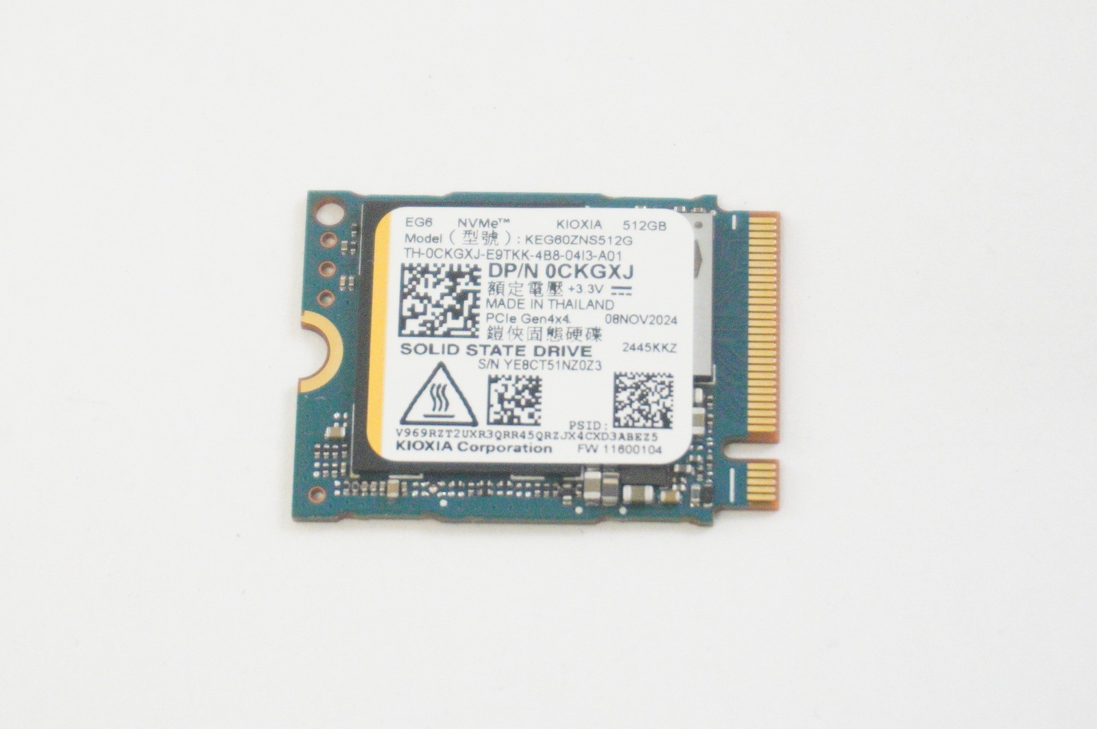 KEG60ZNS512G Kioxia EG6 512GB NVMe PCIe Gen4x4 M.2 2230 SSD Drive