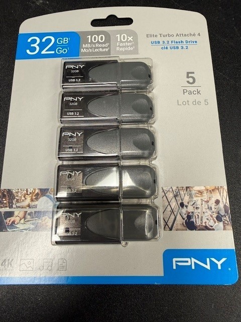 PNY 32GB Turbo Attache 4 USB 3.2 Flash Drive 5 Pack High Speed Thumb Drives