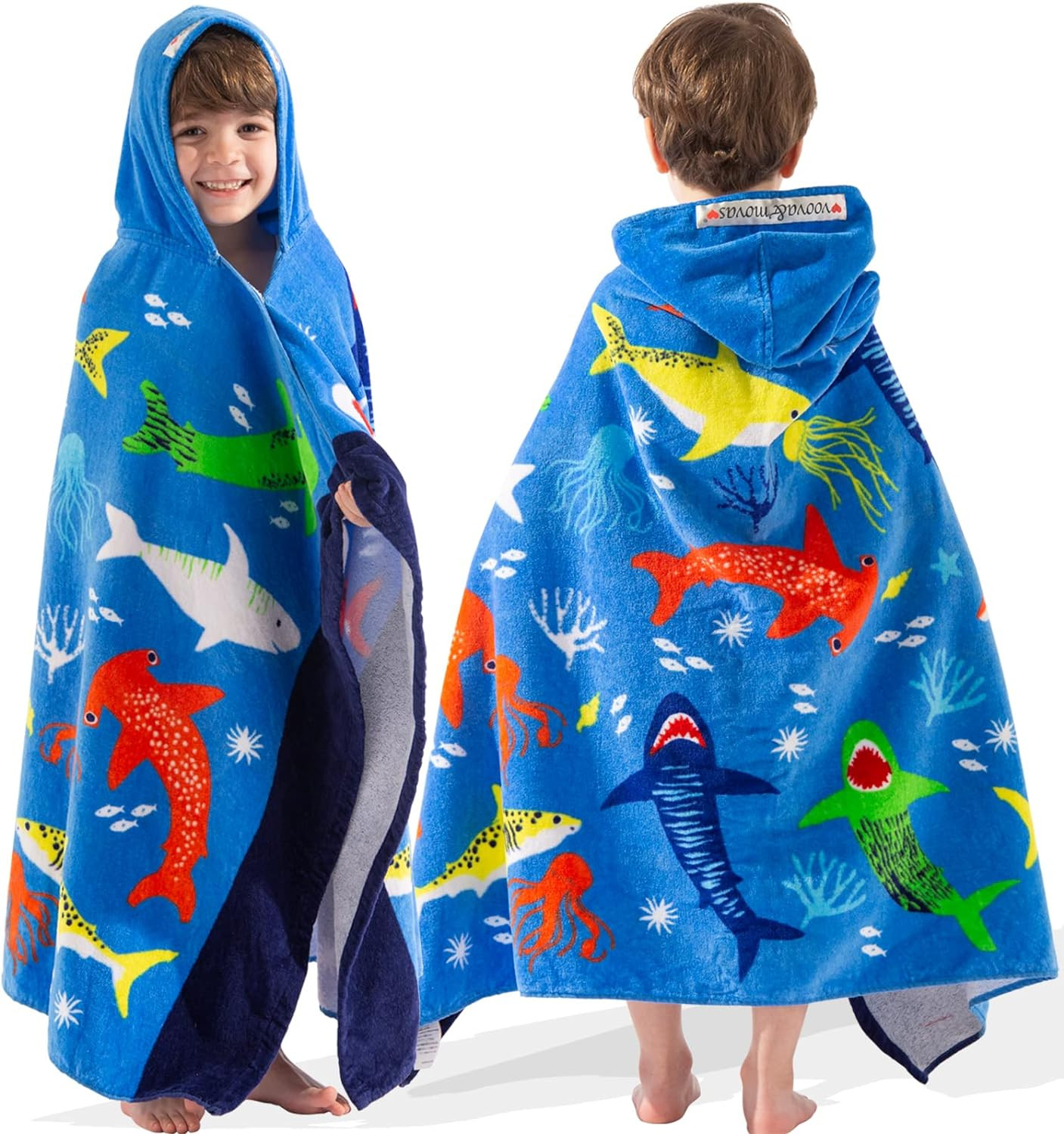 VOOVA & MOVAS Hooded Towel for Toddlers 3-8 Years,30''X50'',Soft | Thick | Cotto