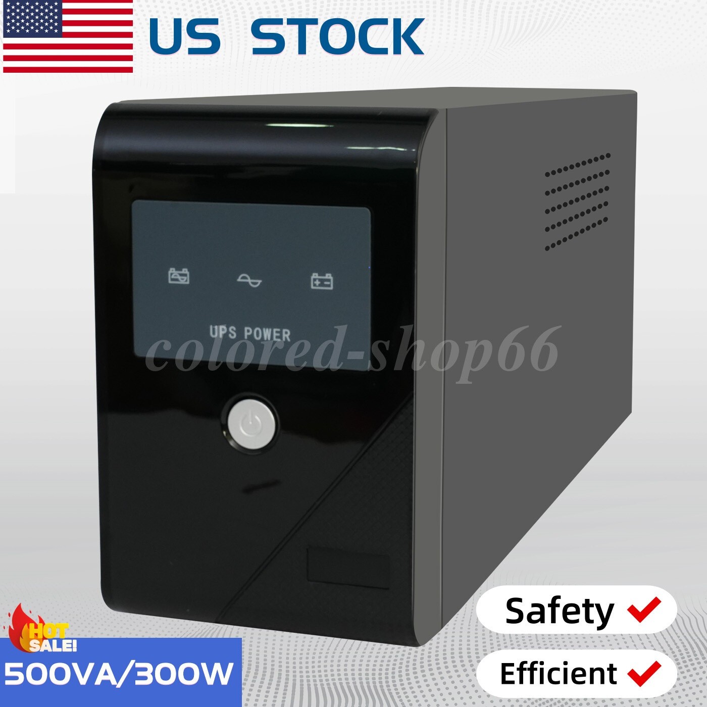 500VA/300W Backup UPS Power Supply with 3 Outlets, Ideal for Home and Office Use