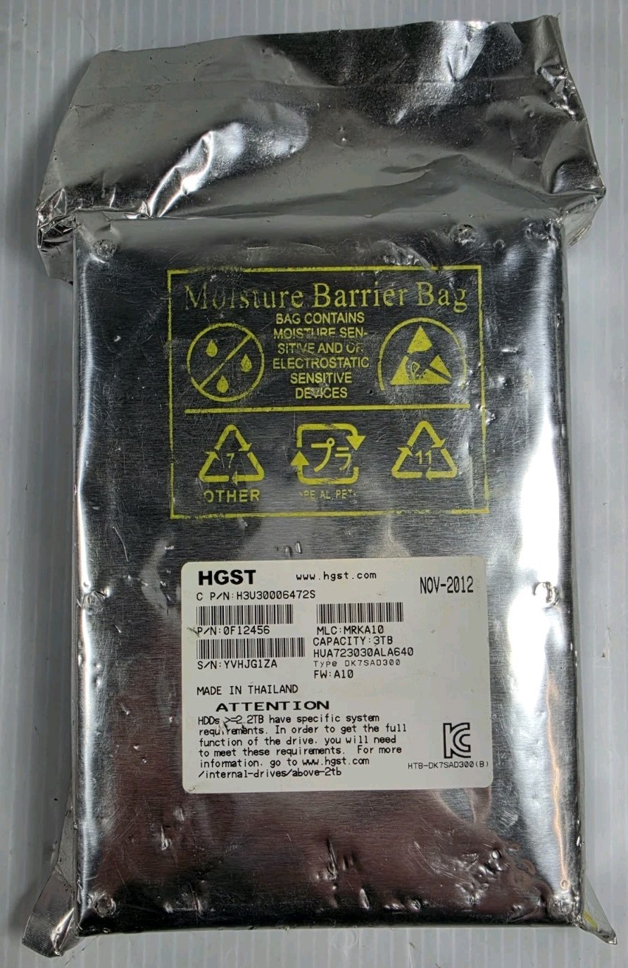 HITACHI HUA723030ALA640 0F12456 H3U30006472S 3TB 7.2K RPM 3Gb/s SATA 3.5" HDD