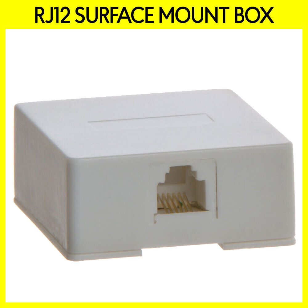 Single Port RJ12 Surface Mounting Box 6P6C Telephone Line Jack Wall Box White
