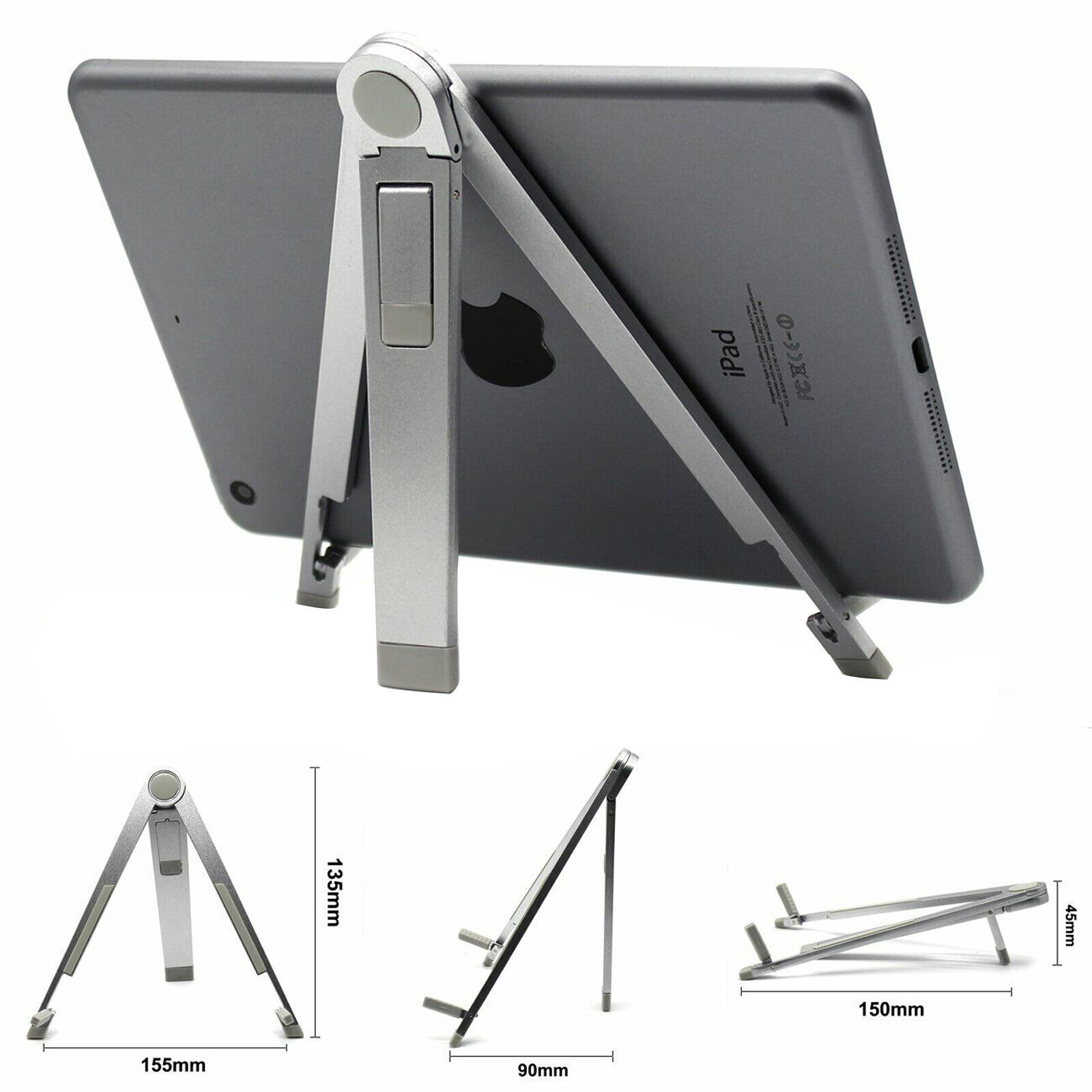 Aluminum Foldable Adjustable Stand Mount Holder for iPad Tablet PC 7-10 Inch