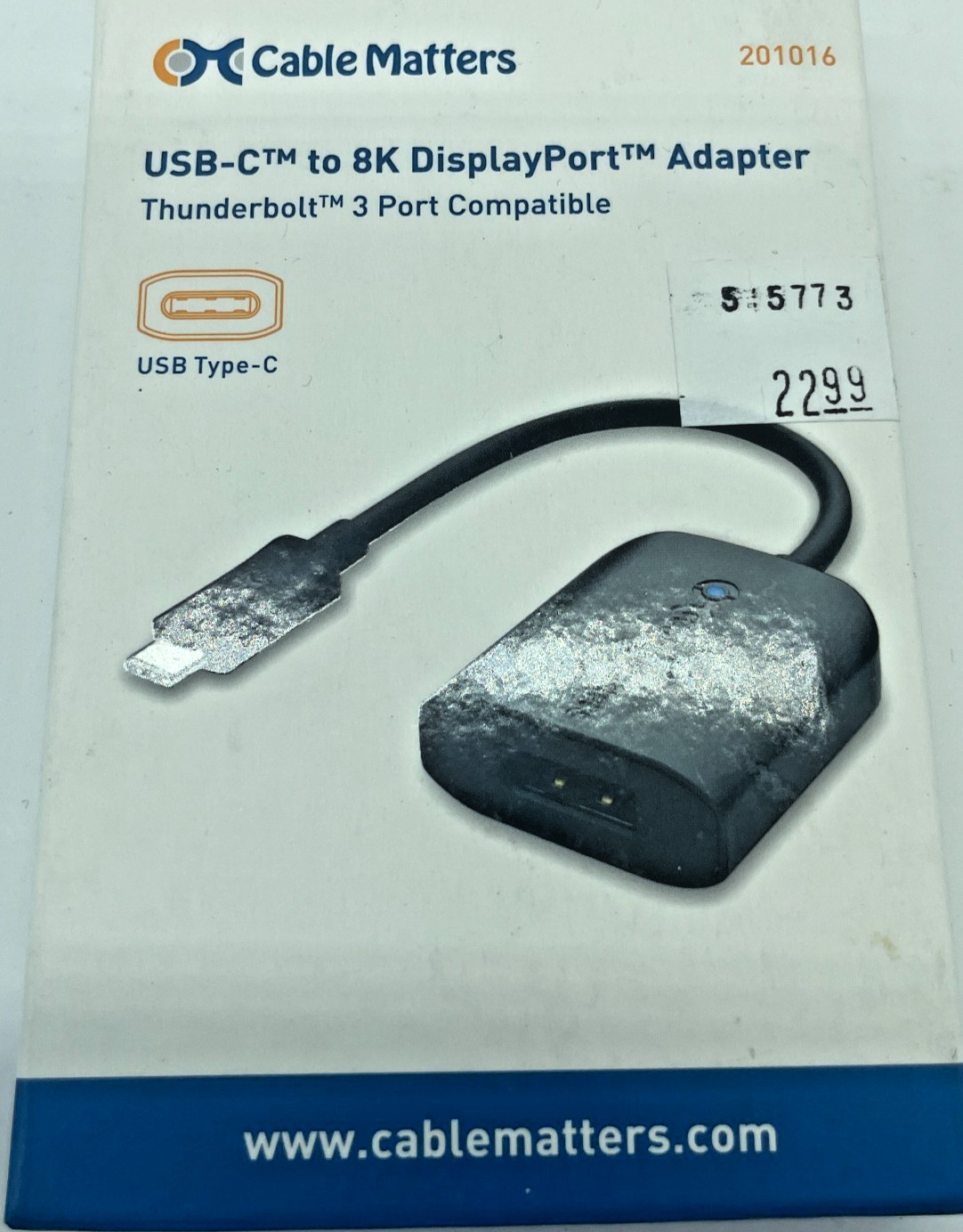 NEW Cable Matters USB-C to 8k DisplayPort Adapter Black