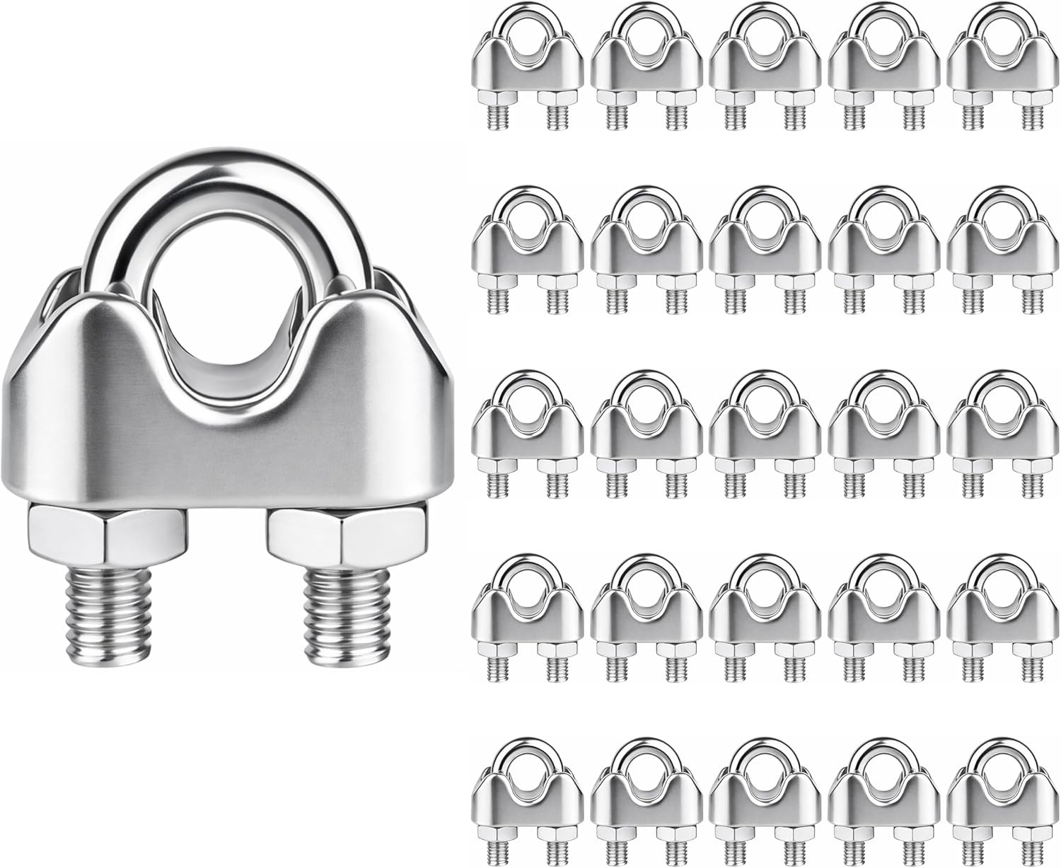 25 Pcs 3/16 Inch 304 Stainless Steel Wire Rope Cable Clamp