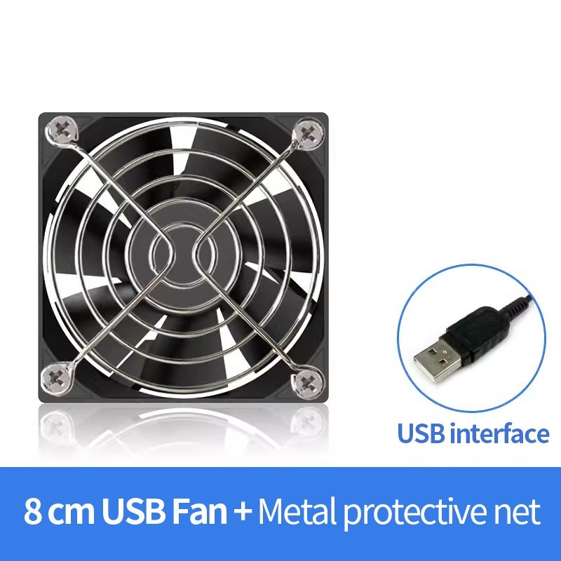 TEUCER 8CM USB Cooling Fan 3000RPM High Airflow PC Fan Temp Control w/ Dust Net