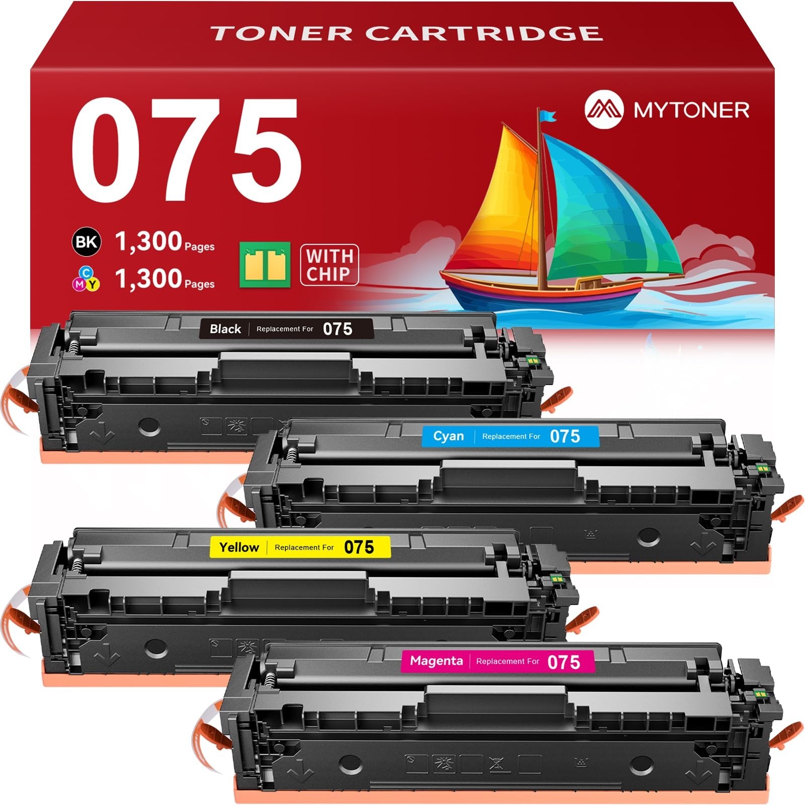 MYTONER 075 Toner Cartridge Set Compatible Replacement for Canon 075 075H