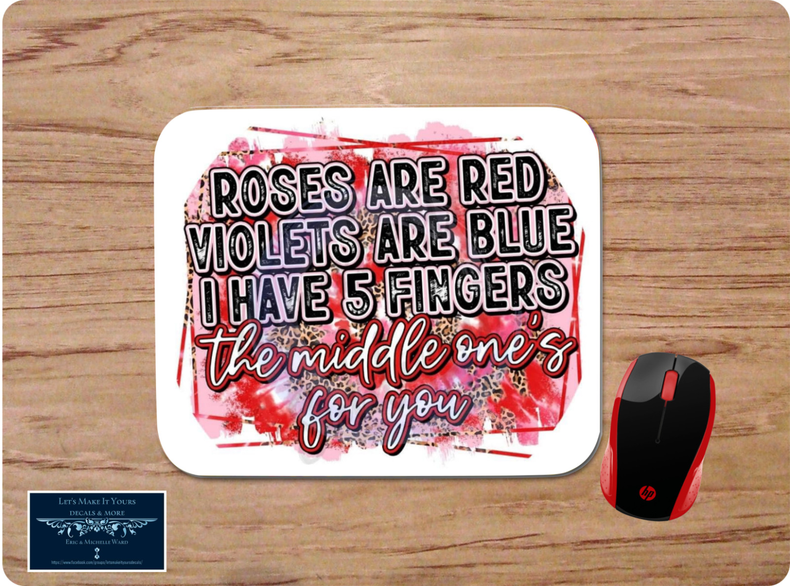 ROSES ARE RED FUNNY OFFENSIVE MIDDLE FINGER CUSTOM MOUSEPAD DESK MAT OFFICE GIFT