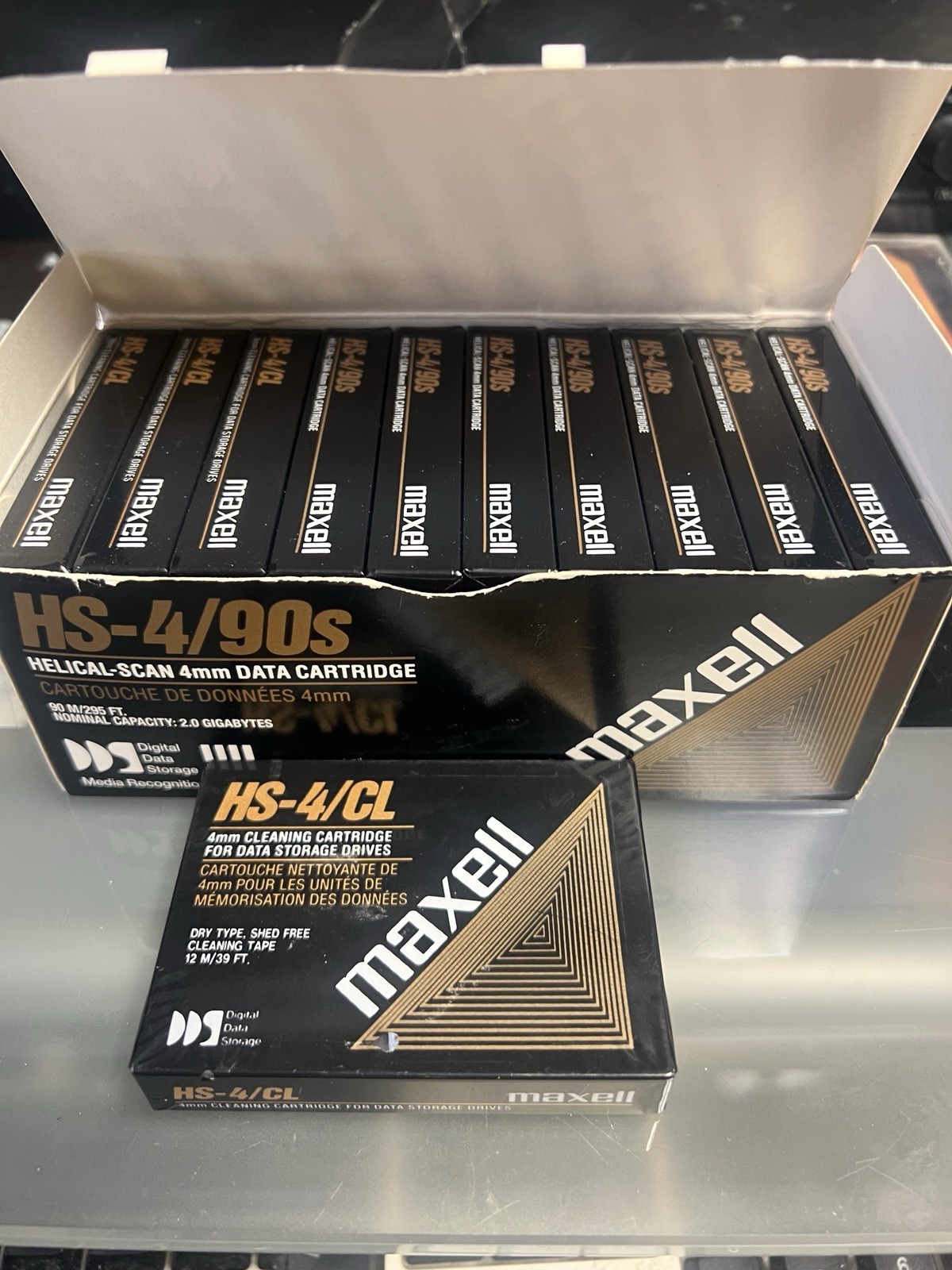 10x Maxell HS-4/90s DAT DDS-1 Data Cartridge 2GB Native/4GB Comp + Cleaning Tape