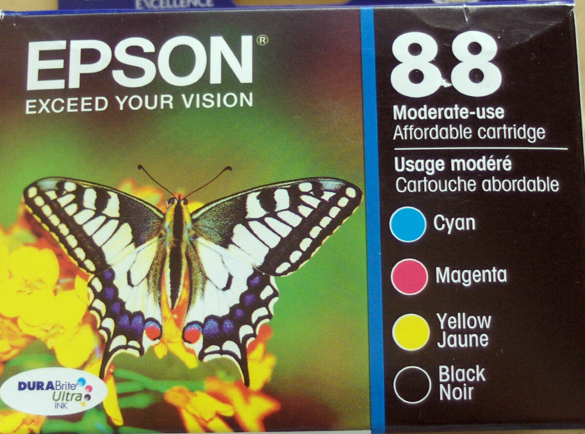 4 GENUINE EPSON 88 INKS T0881 Black & Color T0882-T0884_TO88_CX4400/7400/NX100