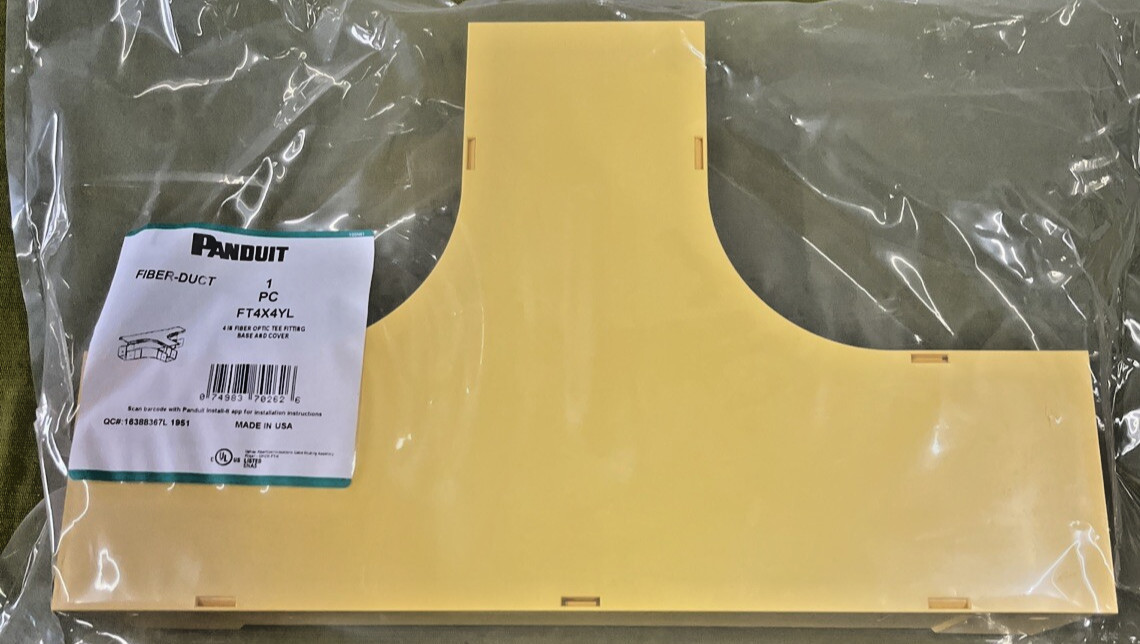 Panduit FT4X4YL 4" Fiber Optic Tee Fitting Yellow – Base & Cover Raceway Connect