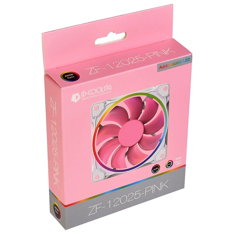 ID-COOLING ZF-12025-PINK Case Fan 120mm 5V 3 PIN Addressable RGB Cooling Fan MB