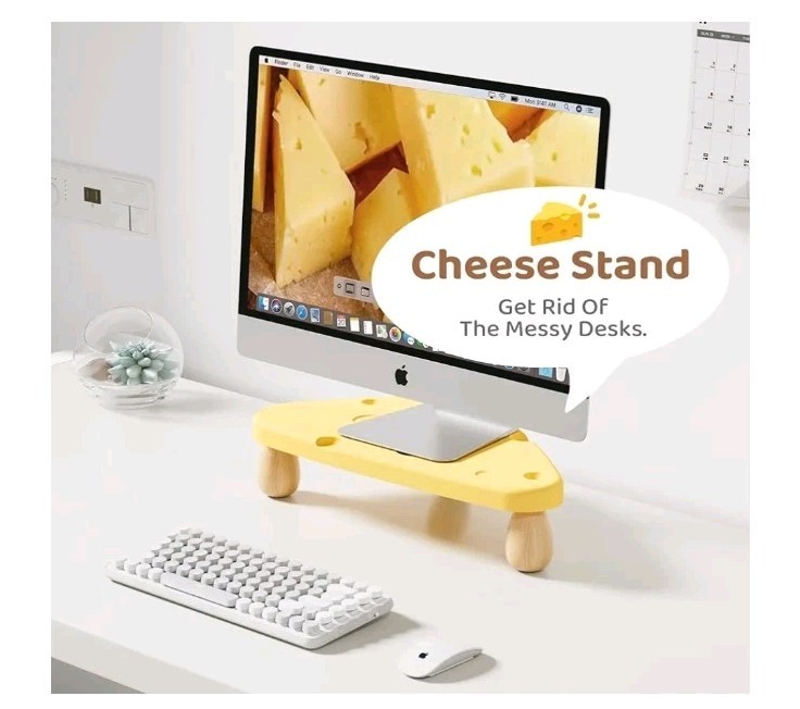 Riser Yellow Corner Desk Holder for Computers/Monitors, Cute Office Desktop...