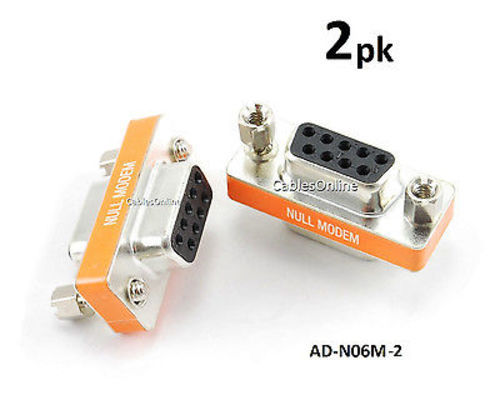 2-PACK DB9 Mini NULL MODEM Female/Female Data Transfer Adapter/Gender Changer 