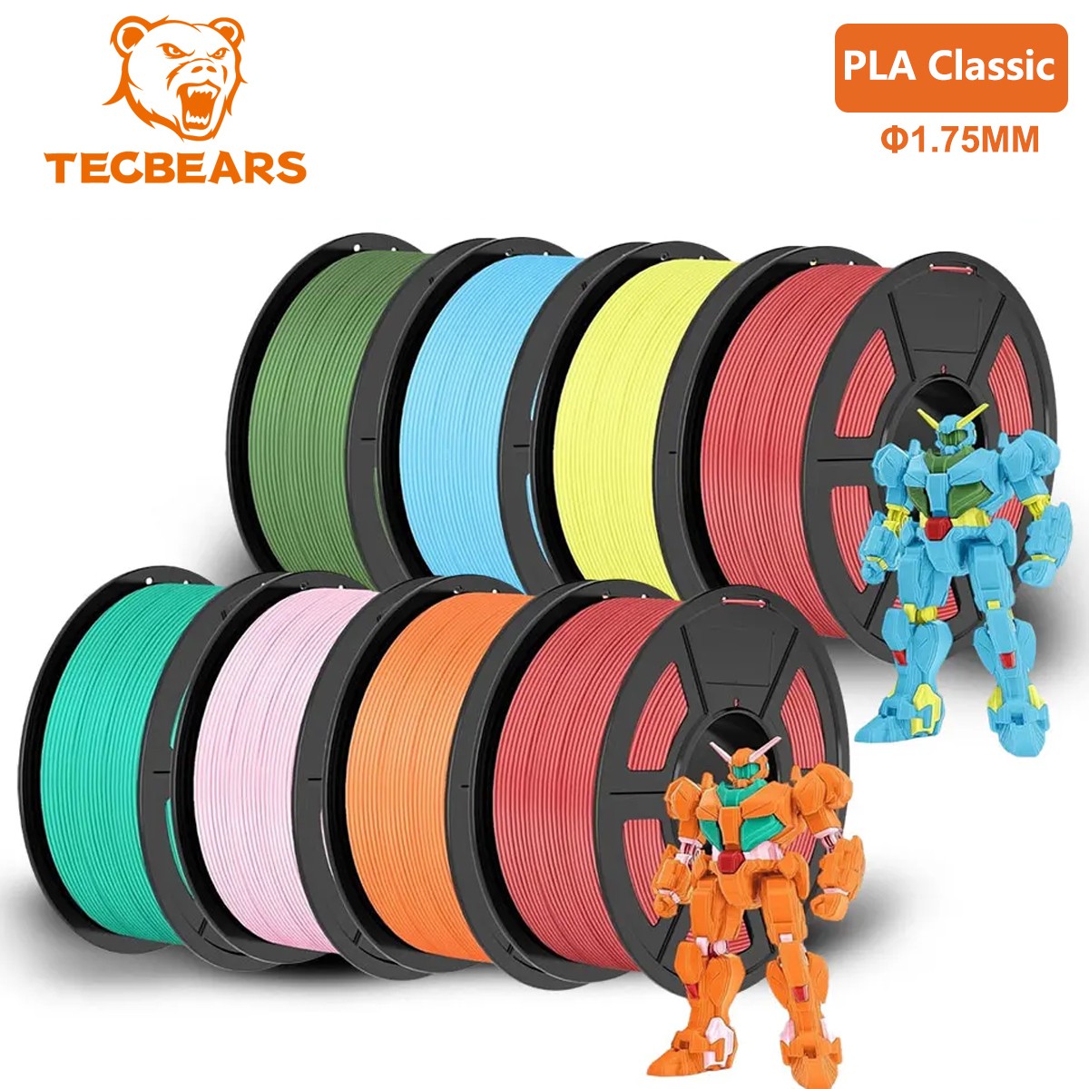 TECBEARS 8KG PLA Classic 600mm/s 1.75mm 3D Printer Filament Stronger Toughness