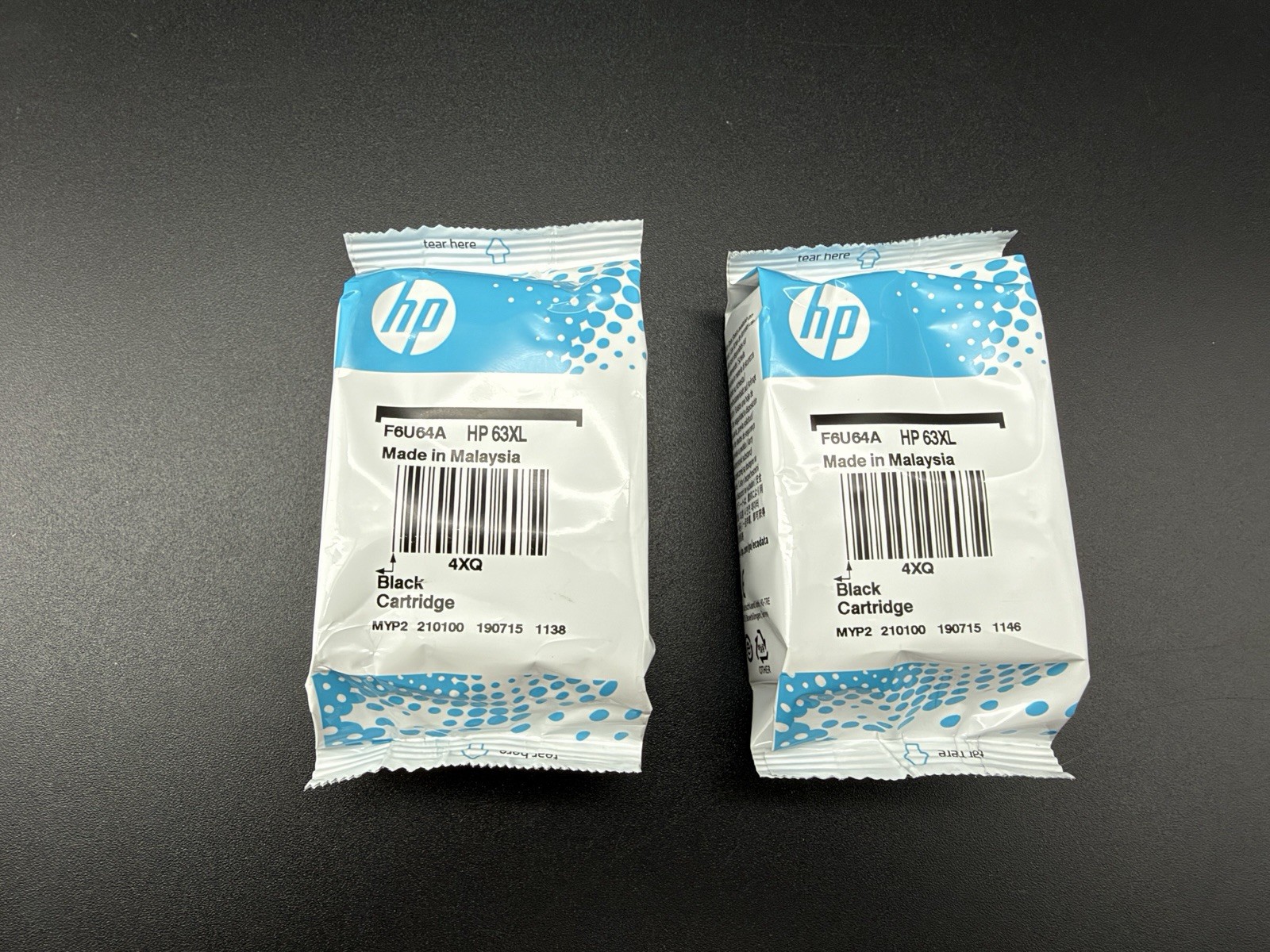 Genuine HP 63XL High Yield Black Ink Cartridge F6U64AN 2 Pack NEW Sealed No Box