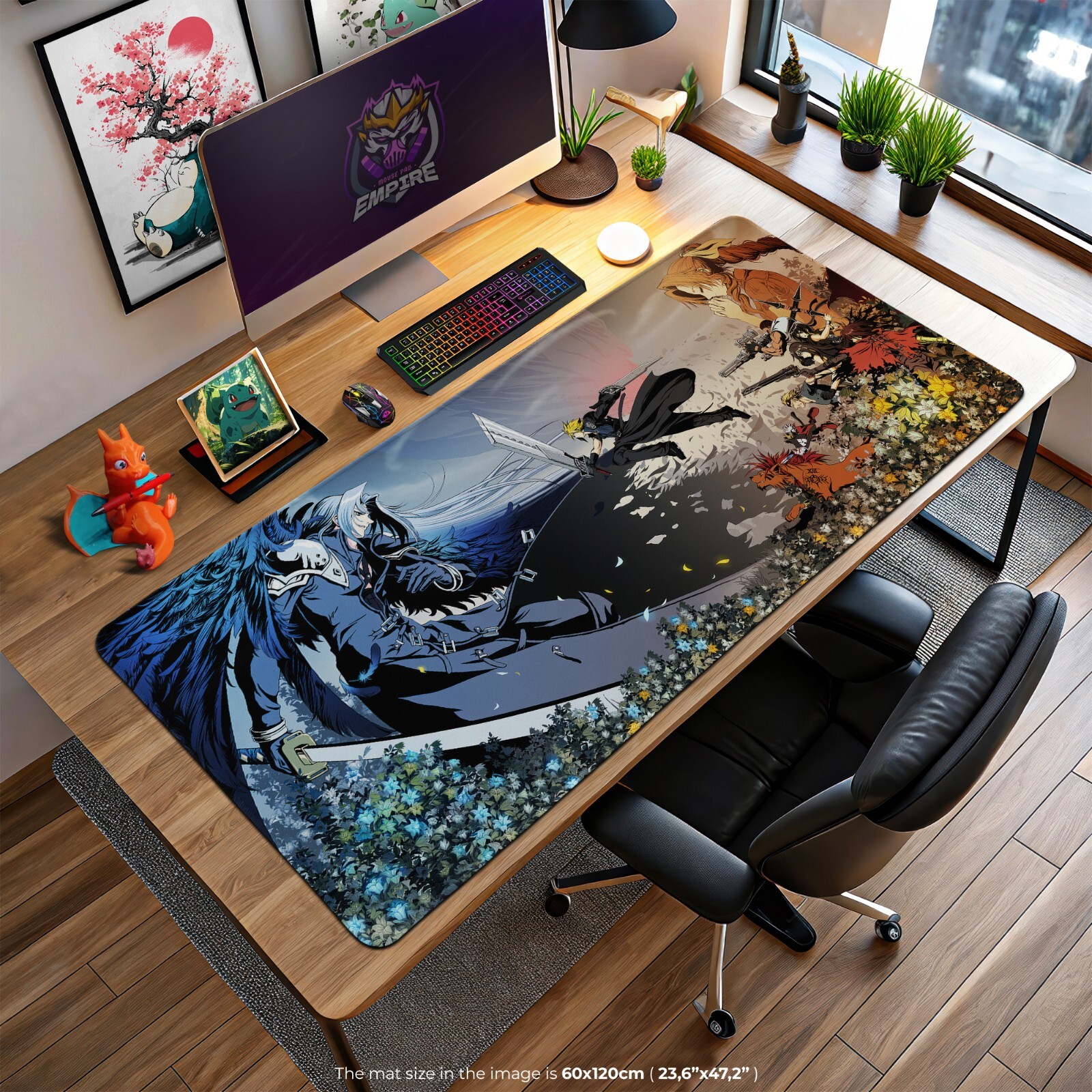 Final Fantasy VII Mouse Pad, Gaming Desk Mat with Cloud and Sephiroth Design