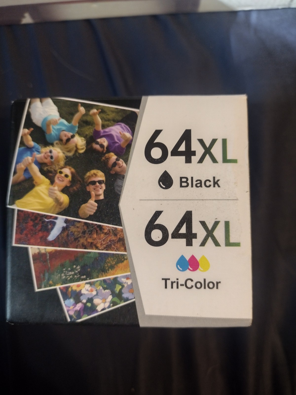 2 Pack High Yield Ink Cartridge 64 XL, Black- Tricolor, Non OEM Product