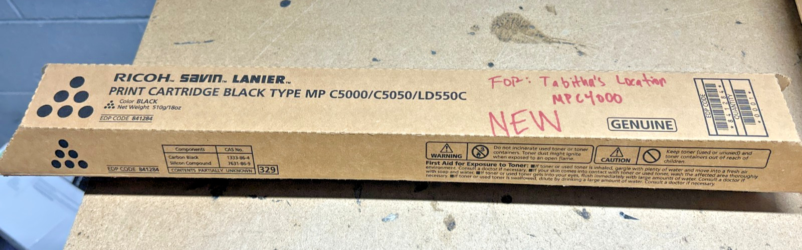 Genuine Ricoh 841284 Black Toner for Aficio MP C4000 / C5000