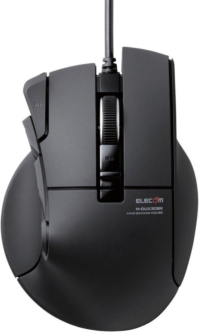 ELECOM M-DUX30BK USB Gaming Mouse DUX Wired 10 Button 2400dpi Hardware Macro