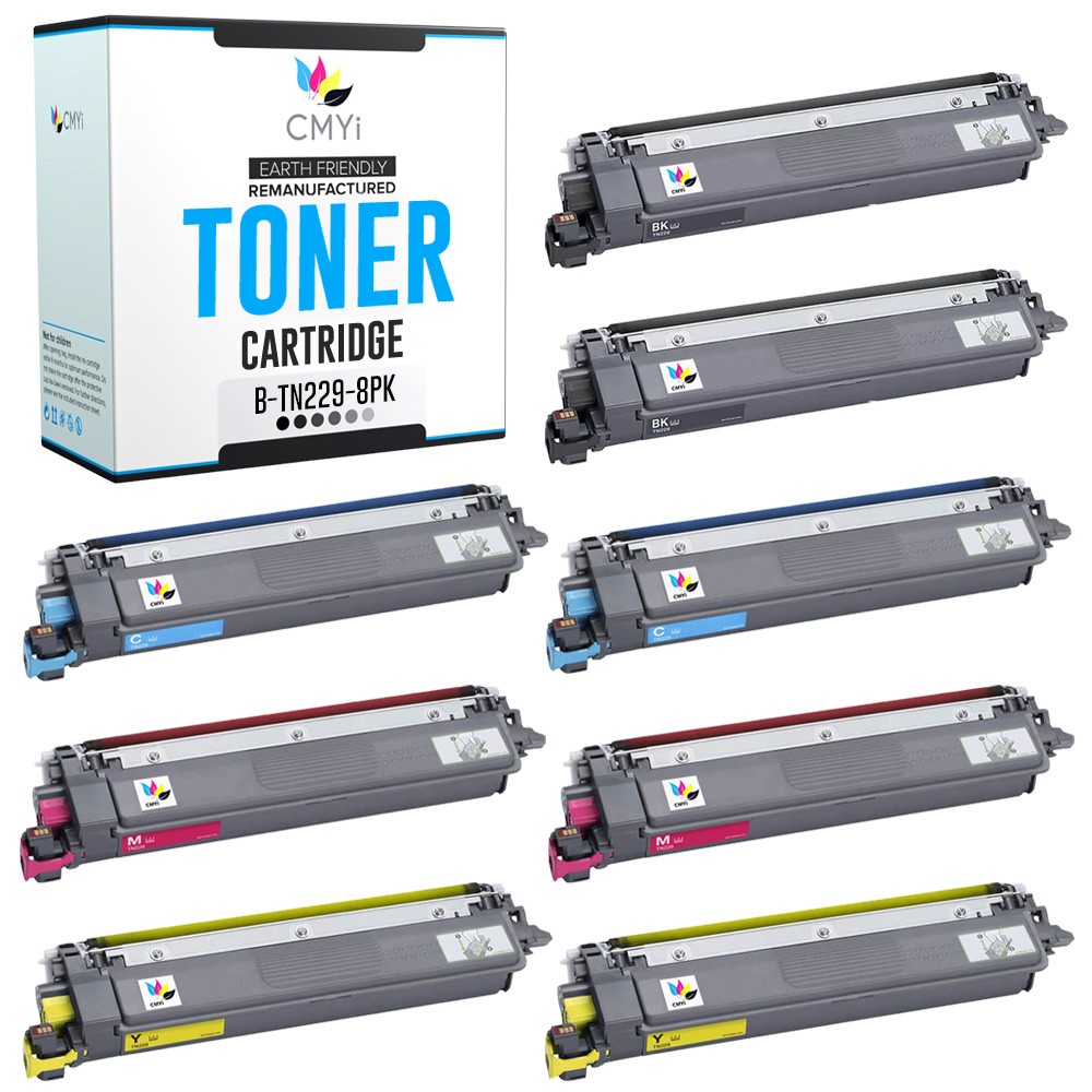 CMYi 8-Pack Compatible TN229 Cartridges fits Brother HL-L3220CDW MFC-L8395CDW