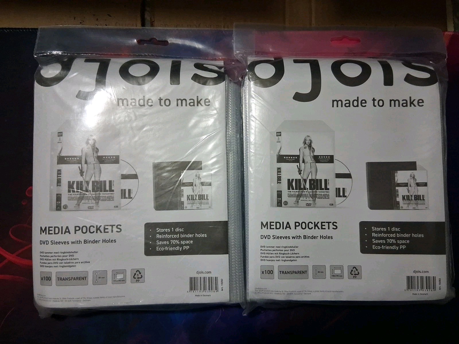 New 200 djois Media Pockets DVD Sleeves With Flap & Binder Holes Transparent