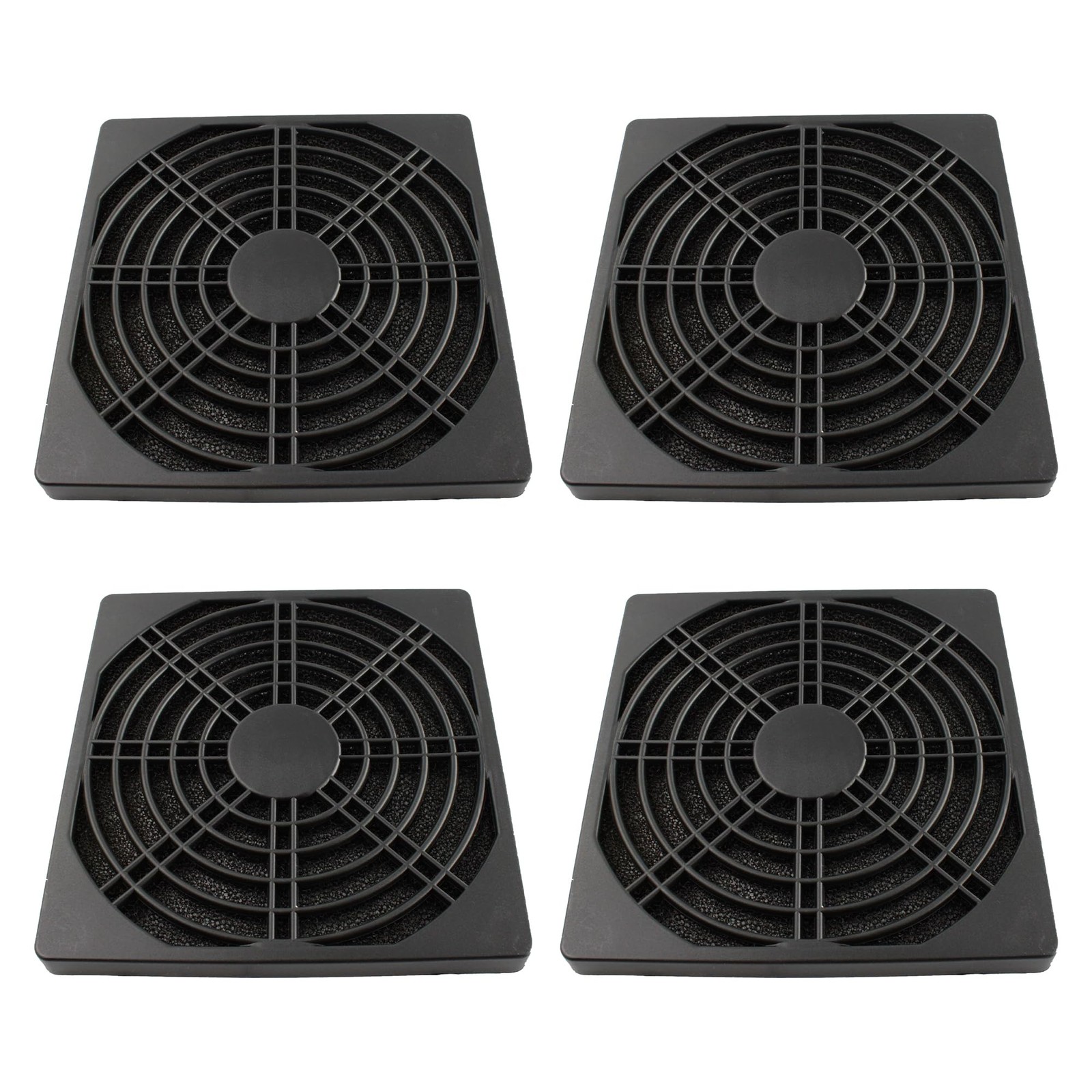 4 Pcs 120mm Black Square Plastic Cooling Fan Filter Cover, Dust Black,120mm