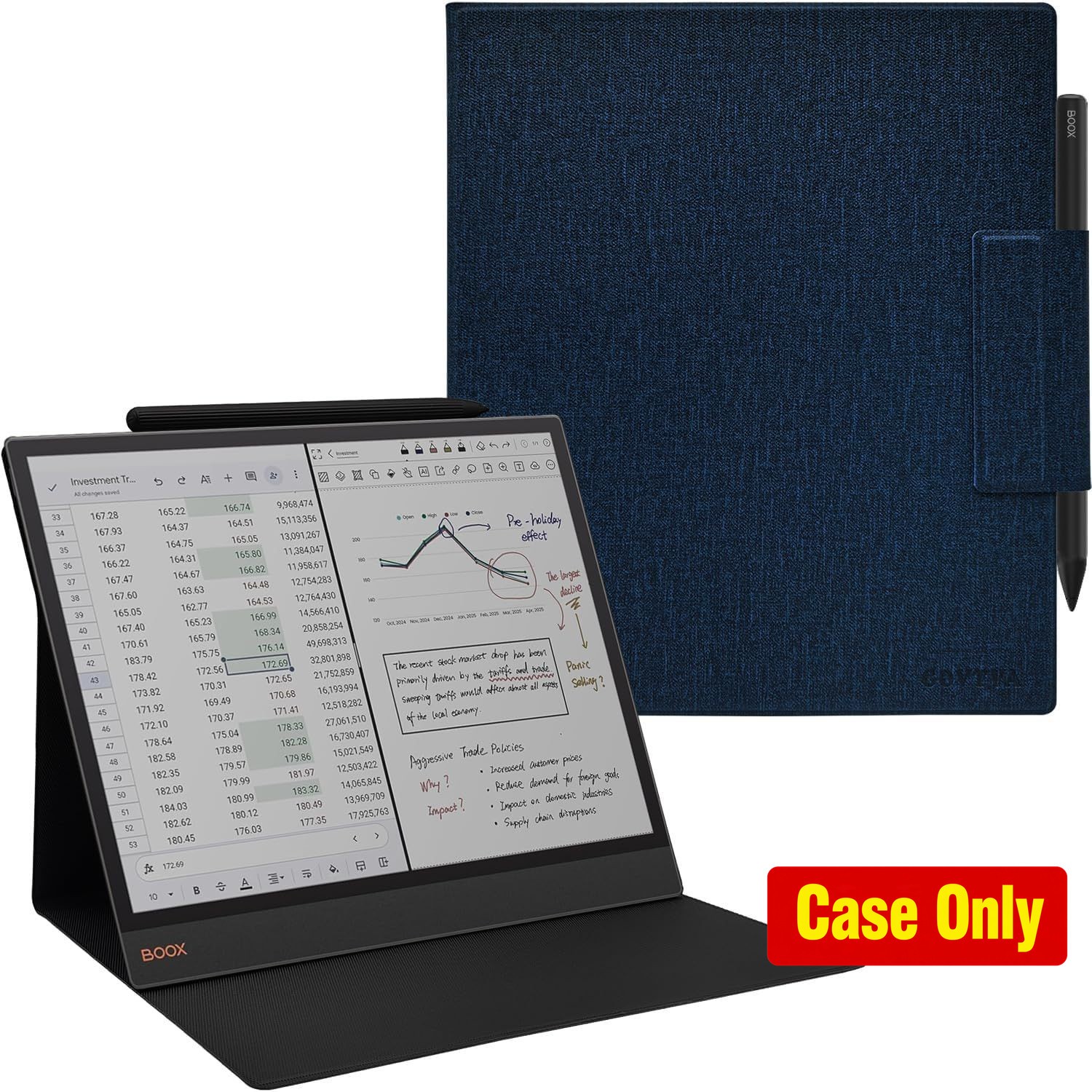 Case for Onyx Boox Tab X C 13.3, Ultra-Thin Lightweight Leather Cover, Auto Slee