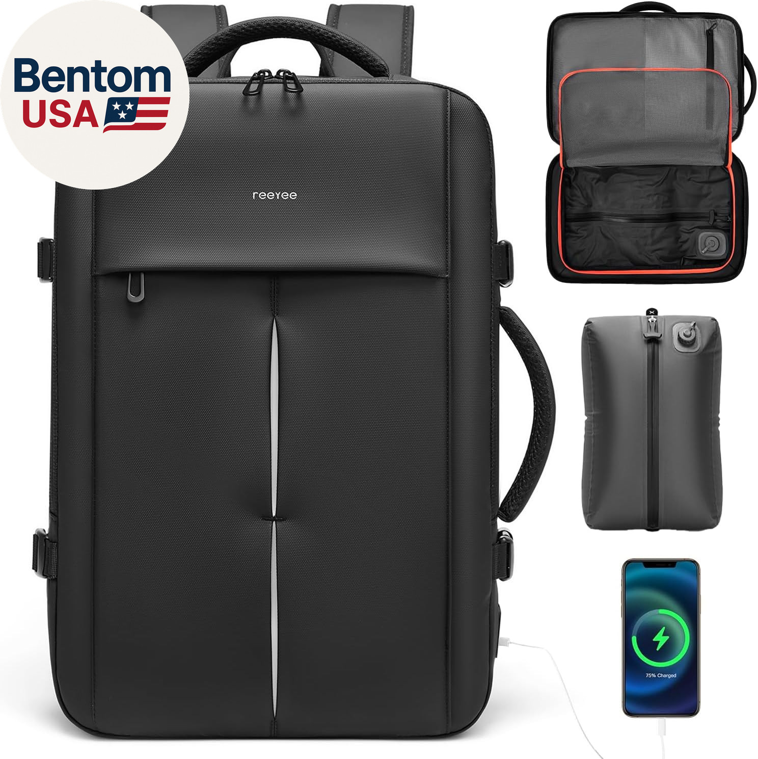 18 Inch Large Laptop Backpack with Built-In Electric Vacuum Compression Bag, Exp