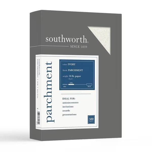Southworth Paper, Parchment, 24#, Ivory,