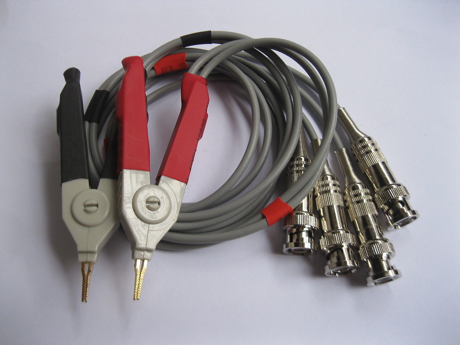 1 Set 2pcs Kelvin Clip for LCR Meter with 4 BNC Test Wires Cable New