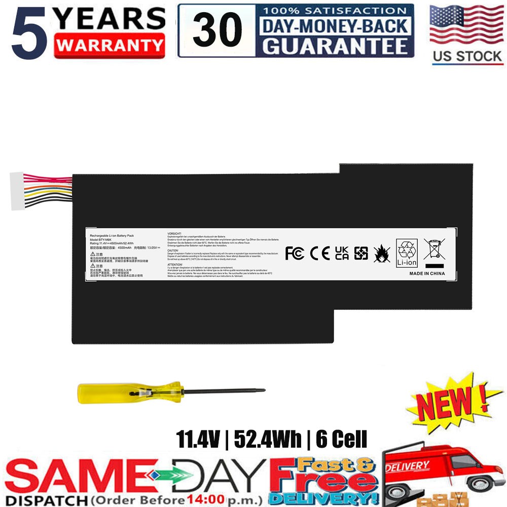 ✅BTY-M6K Battery for MSI GS63VR 7RG Stealth Pro MS-17B4 MS-16K3 MS-16W1 MS-16R4