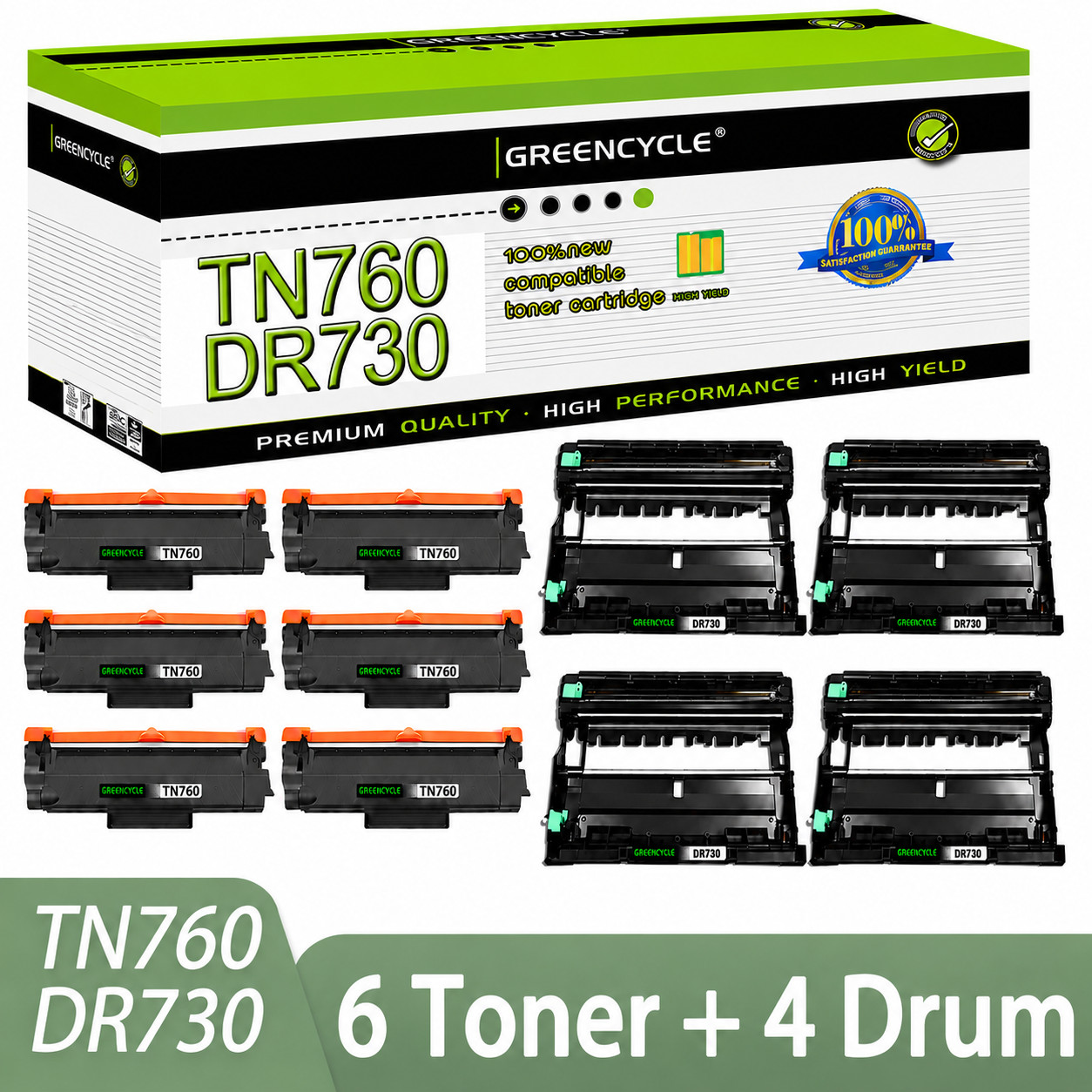 6PK TN760 Toner +4PK DR730 Drum Fit for Brother HL-L2390DW L2395DW MFC-L2750DWXL