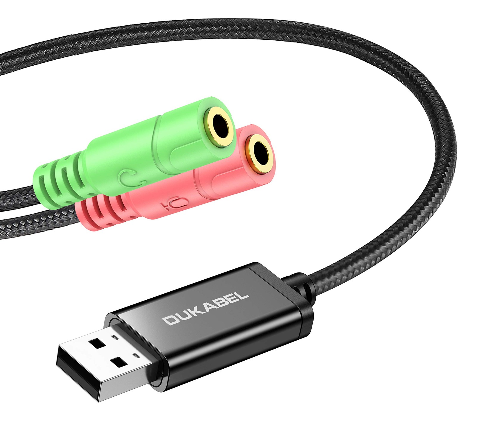 DuKabel USB Audio Adapter 2 in 1 Sound Card Essential for PC Headphones Micro...
