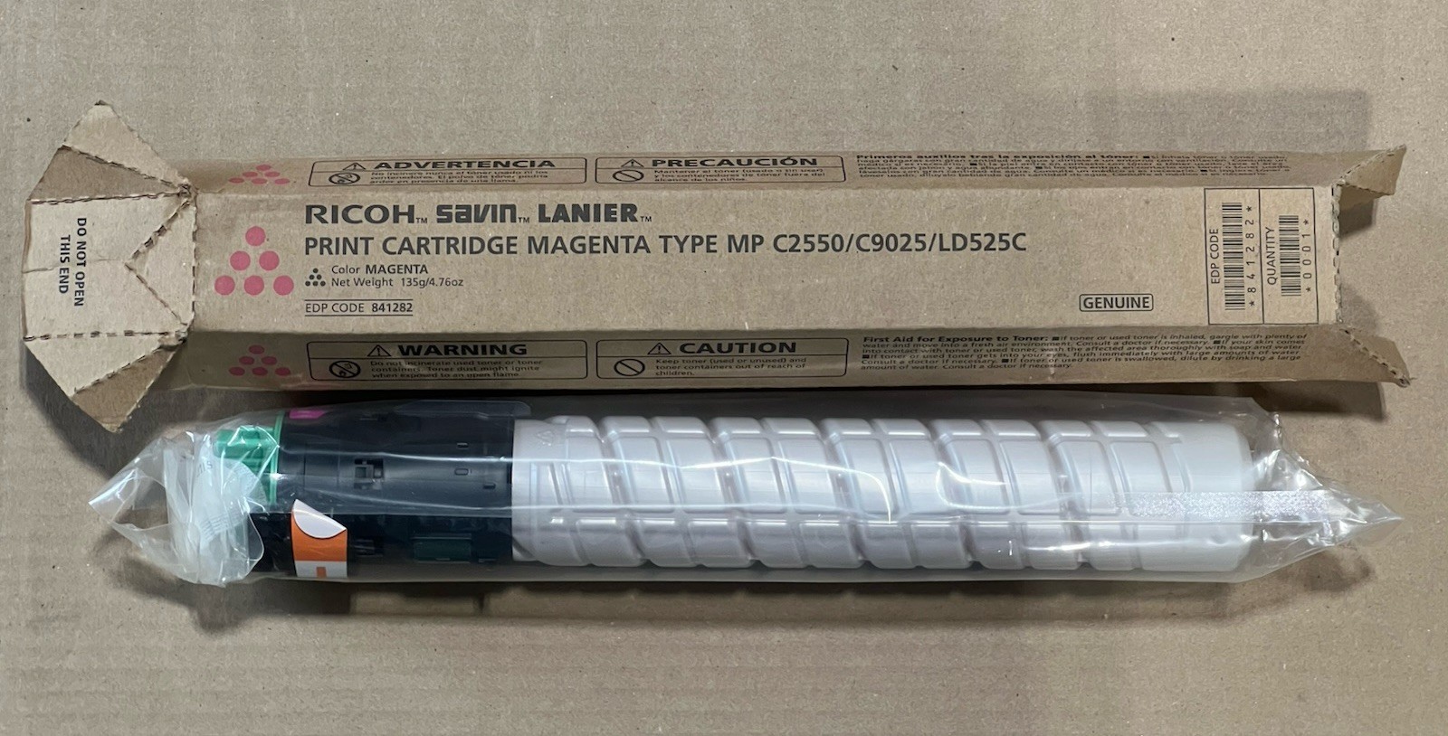 Genuine Ricoh 841282 Magenta Laser Printer Toner Cartridge, OEM-Open/Worn Box