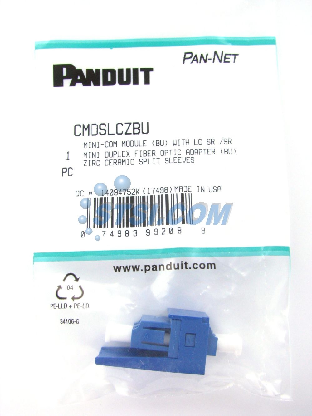 Panduit Mini-Com LC SR/SR Fiber Optic Adapter Module, Blue CMDSLCZBU ~STSI