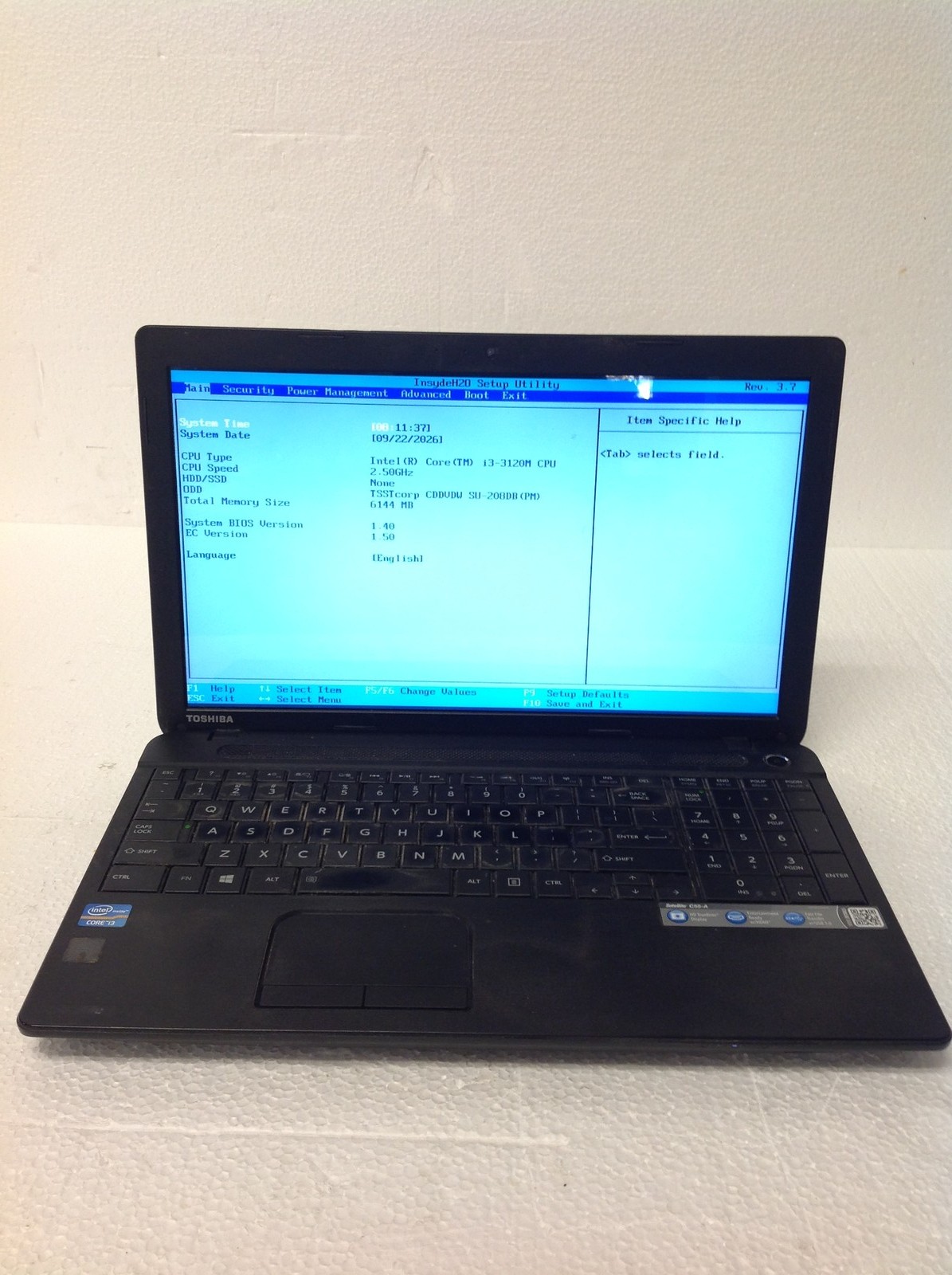 Toshiba Satellite C55-A5310 i3-3120M 2.50GHz 15.6" Laptop w/ 6GB RAM, No HDD