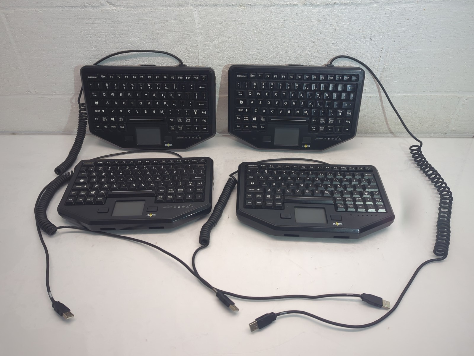 Havis KB-105 Rugged Backlit Keyboard Integrated Touch Pad  LOT OF 4 TESTED AS IS