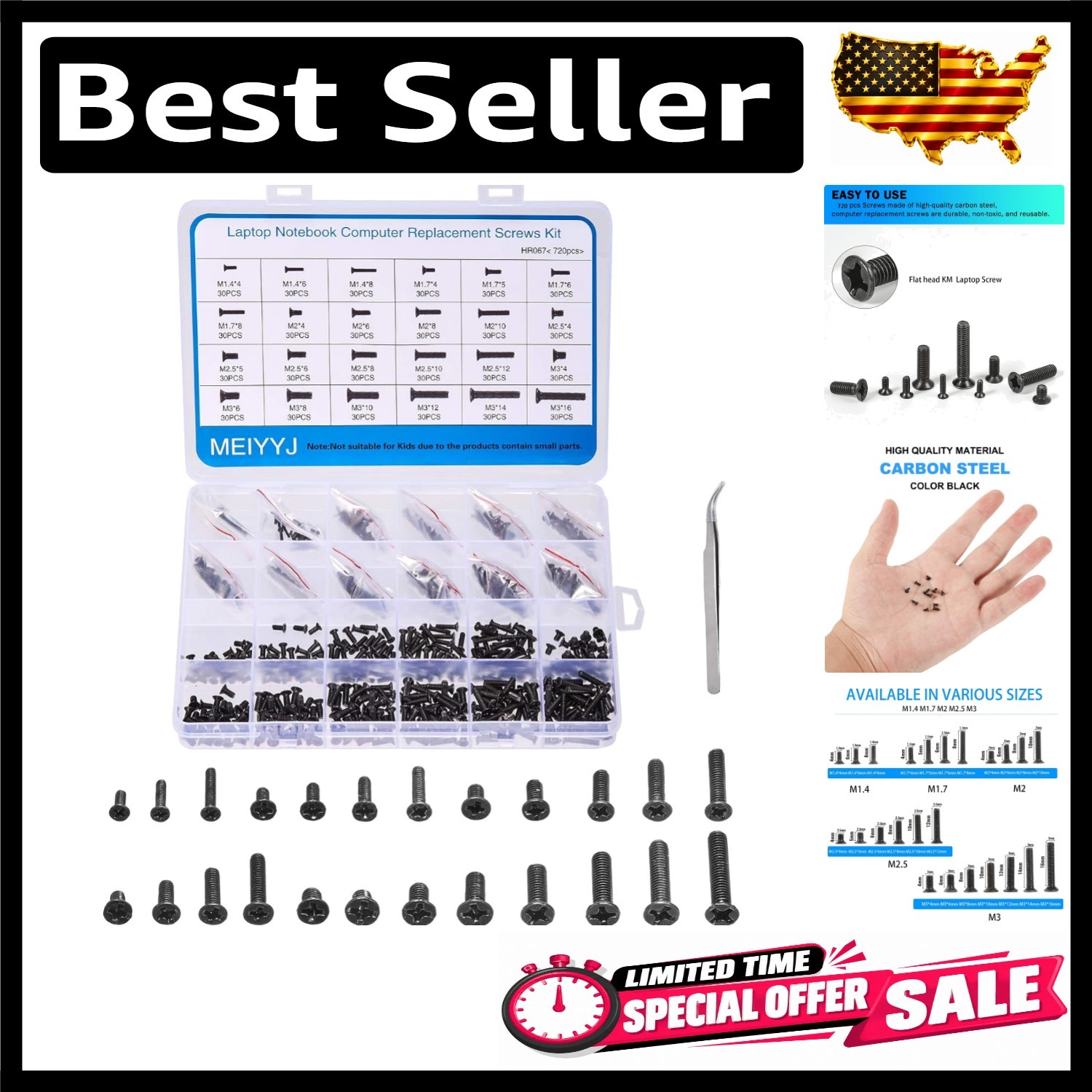 720pcs Laptop Notebook Screws Set,Replacement Computer Screws...
