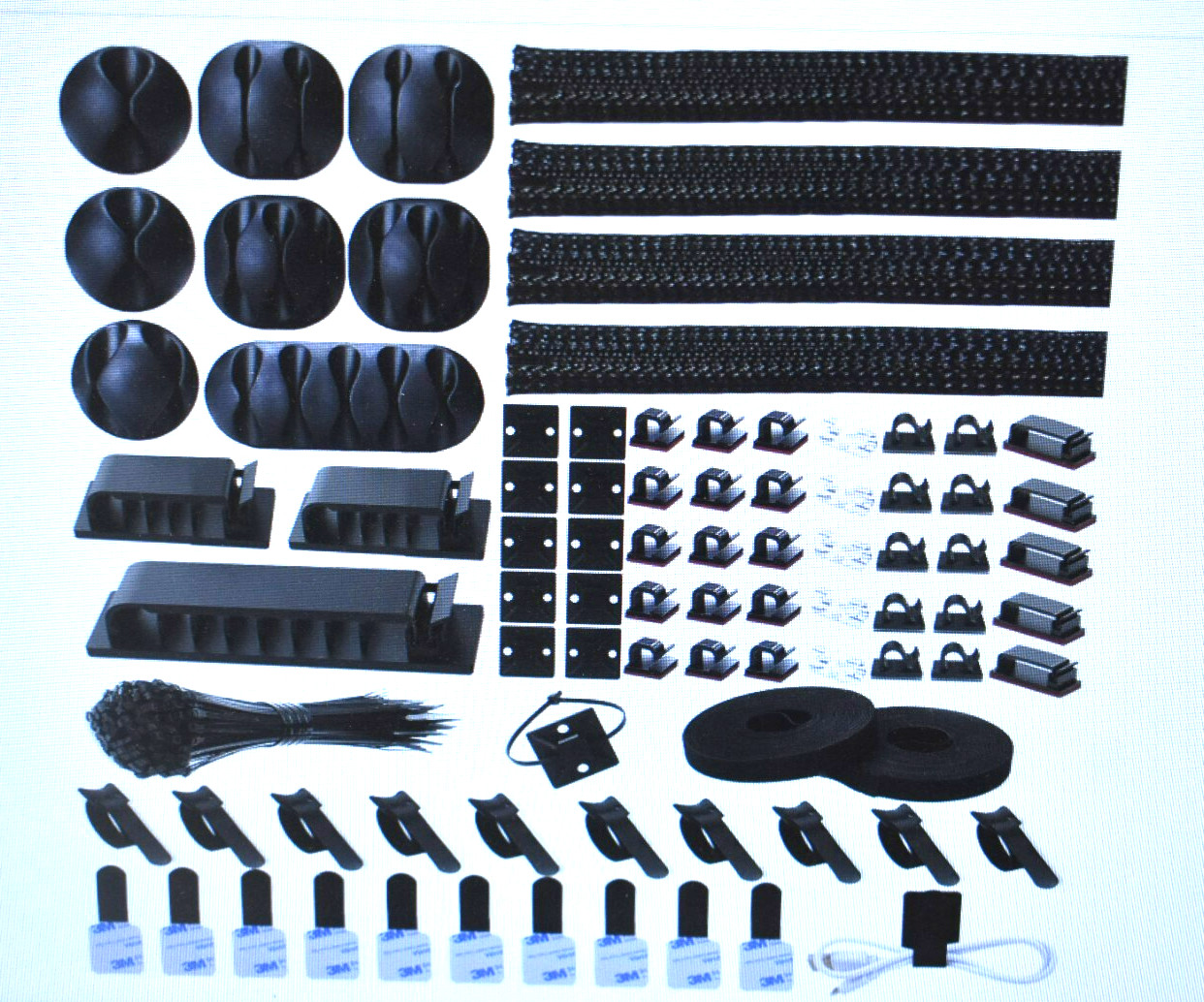 N Norocme 192 Piece Cable Management Kit 4 Wire Organizer Sleeve Black/Clear