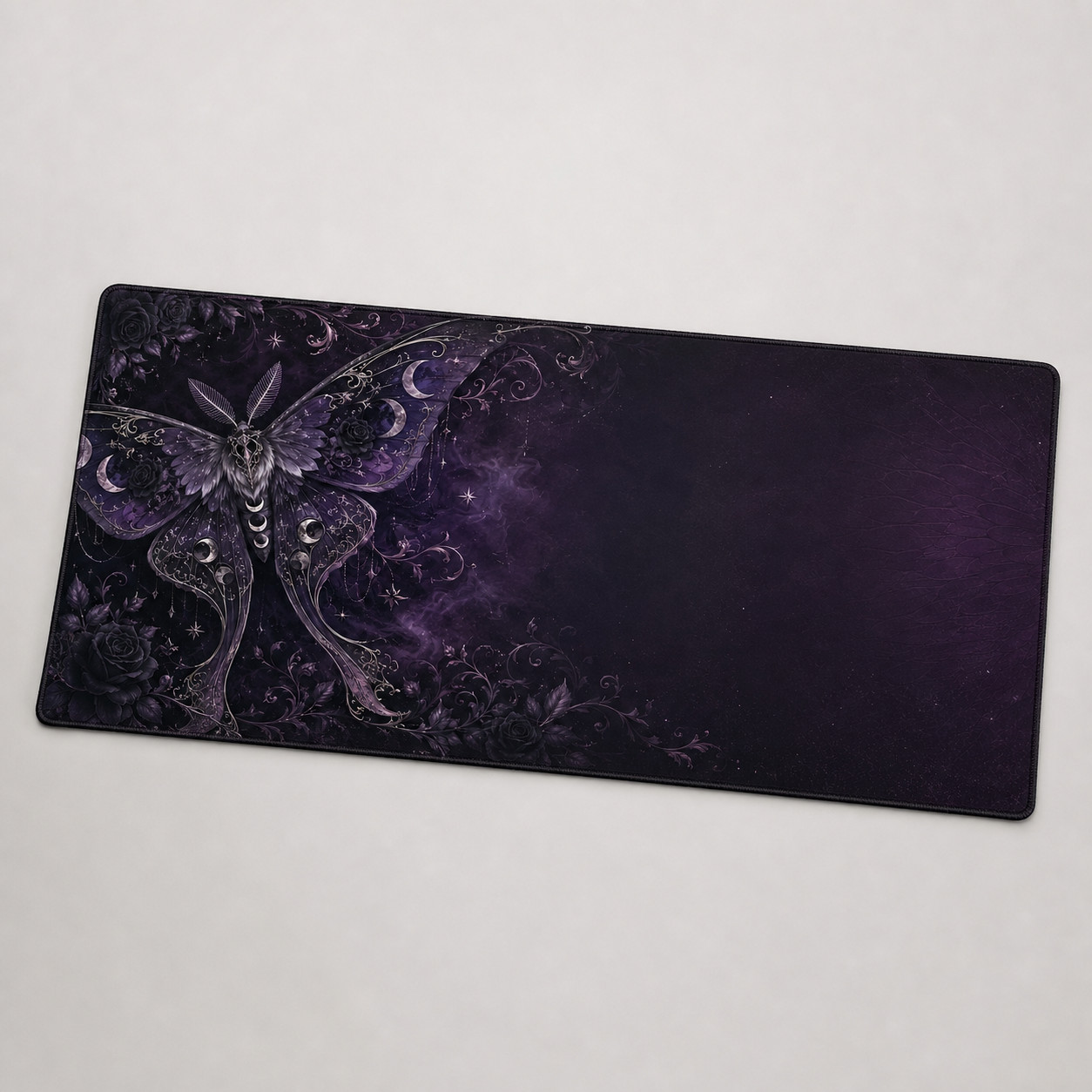 Purple Luna Moth Garden Gaming Mouse Pad Desk Mat 36x18 XXL Large