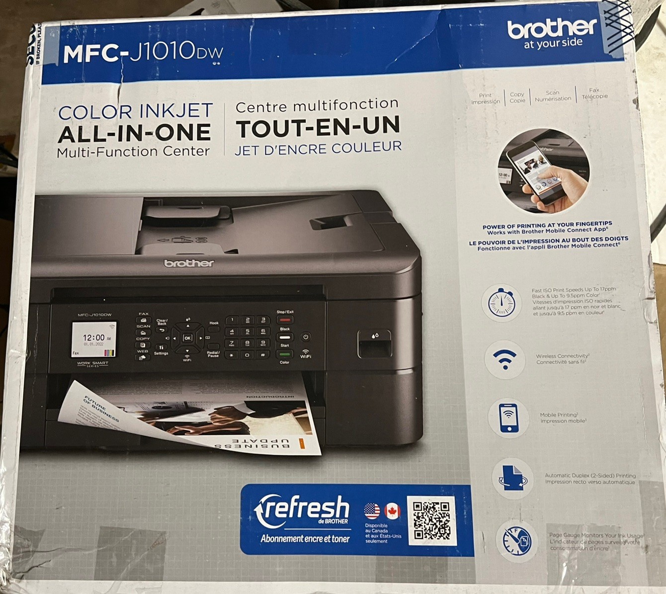 Brother MFC-J1010DW Wireless Color Inkjet All-in-One Printer