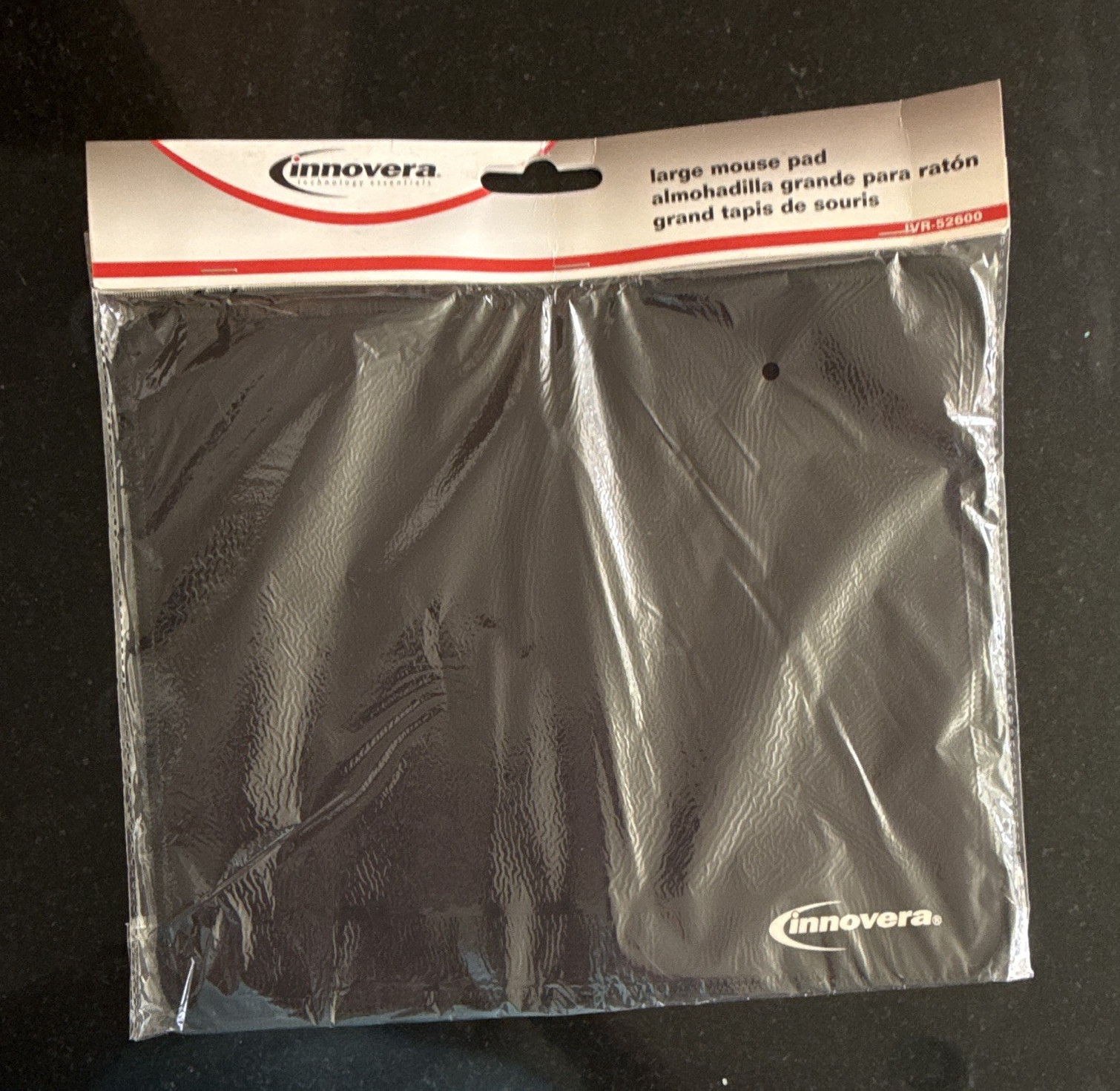 Innovera IVR-52600 Large Black Mouse Pad 9 4/5 x 11 4/5 Non-Slip Rubber