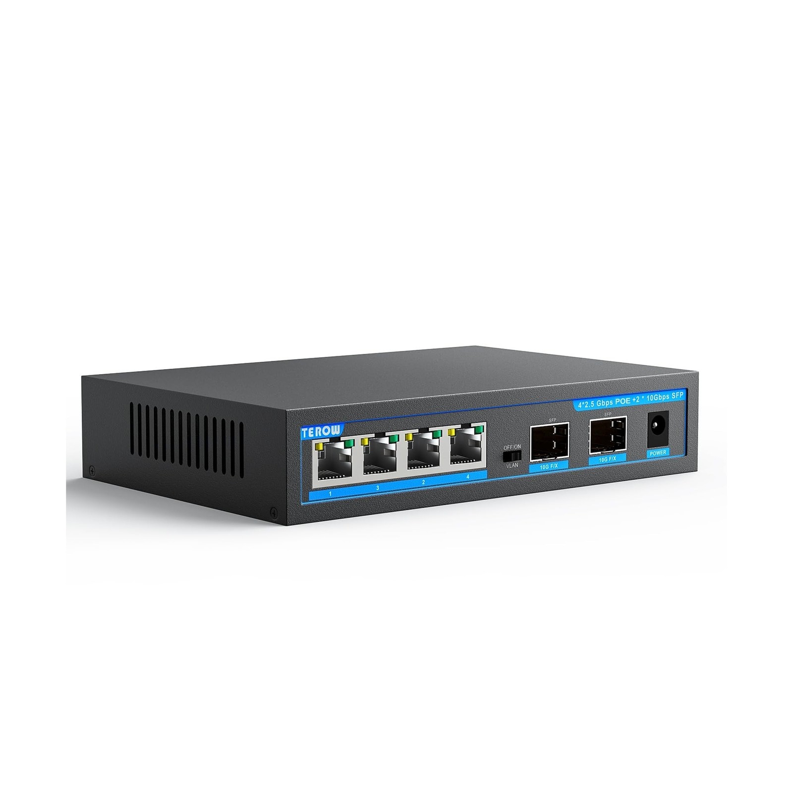 4-Port 2.5Gb PoE+ Switch add 2-Port 10Gb SFP+, TEROW Base-T 10G Ethernet, 60G...